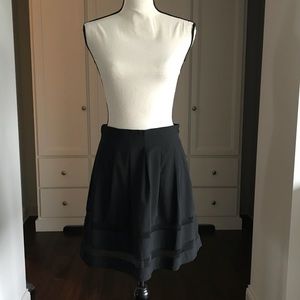 NWT Black Flared Skirt with Mesh Strip